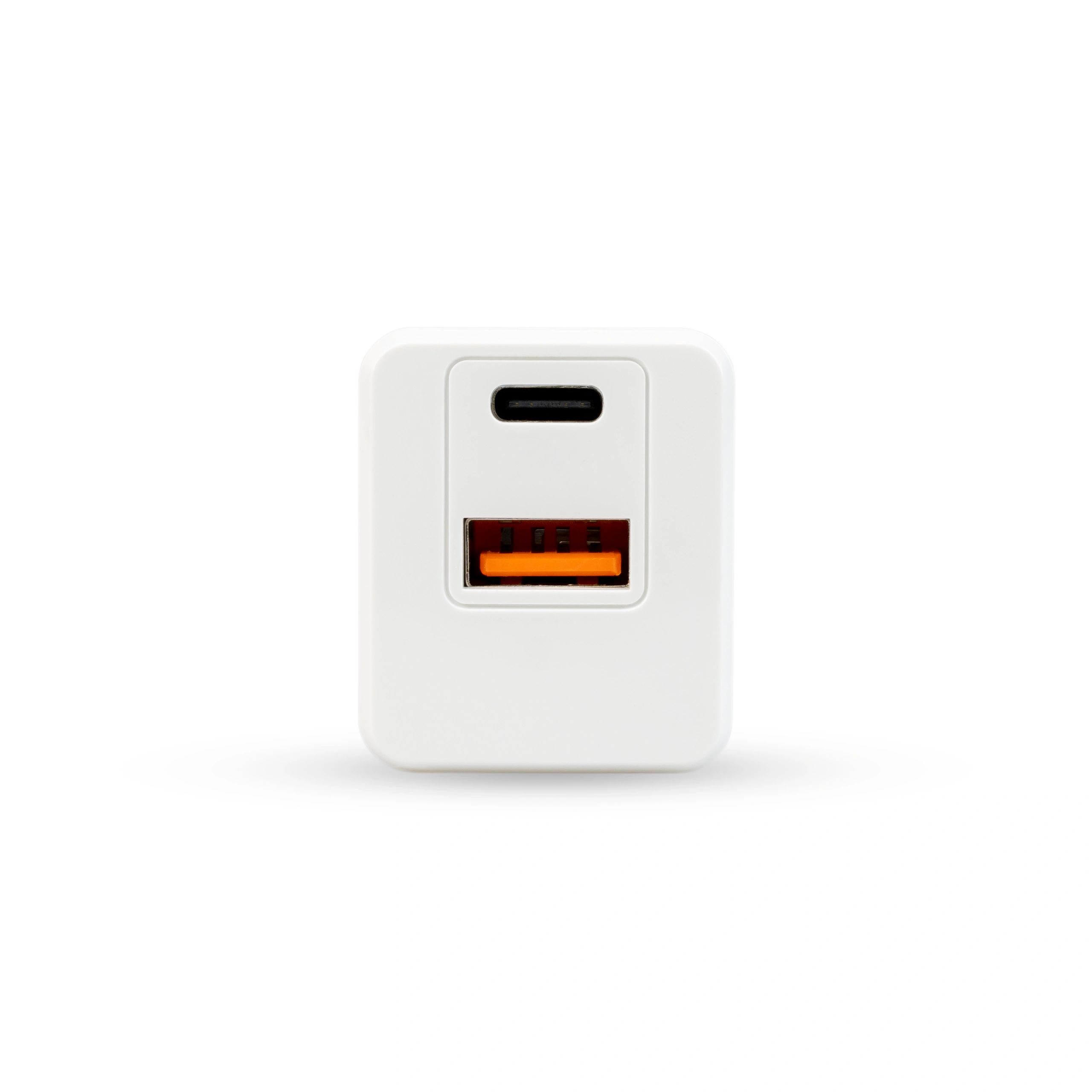White USB‑C wall charger on white background (front view)